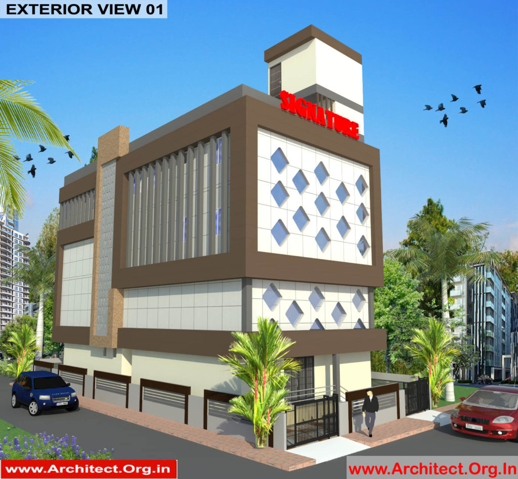 Commercial Complex Design-3D Exterior View 01 - Indranagar Lucknow UP - Mr. Abhishek Singh