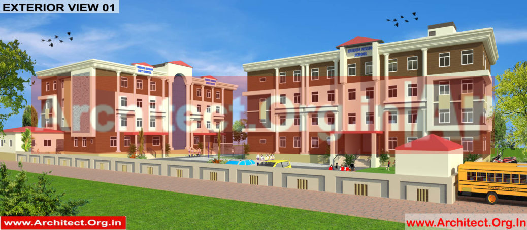 School and Hostel Design -3D Exterior view 01- Uttar Dinajpur West Bengal - Mr.Abdullah Sabir