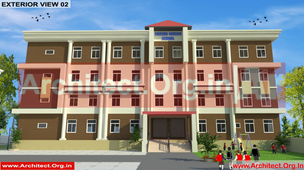 School and Hostel Design -3D Exterior view 02- Uttar Dinajpur West Bengal - Mr.Abdullah Sabir
