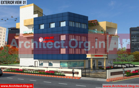 Hospital Design - 3D Exterior View 01 - Bhilwara Rajasthan - Dr.Ashish Ajmera
