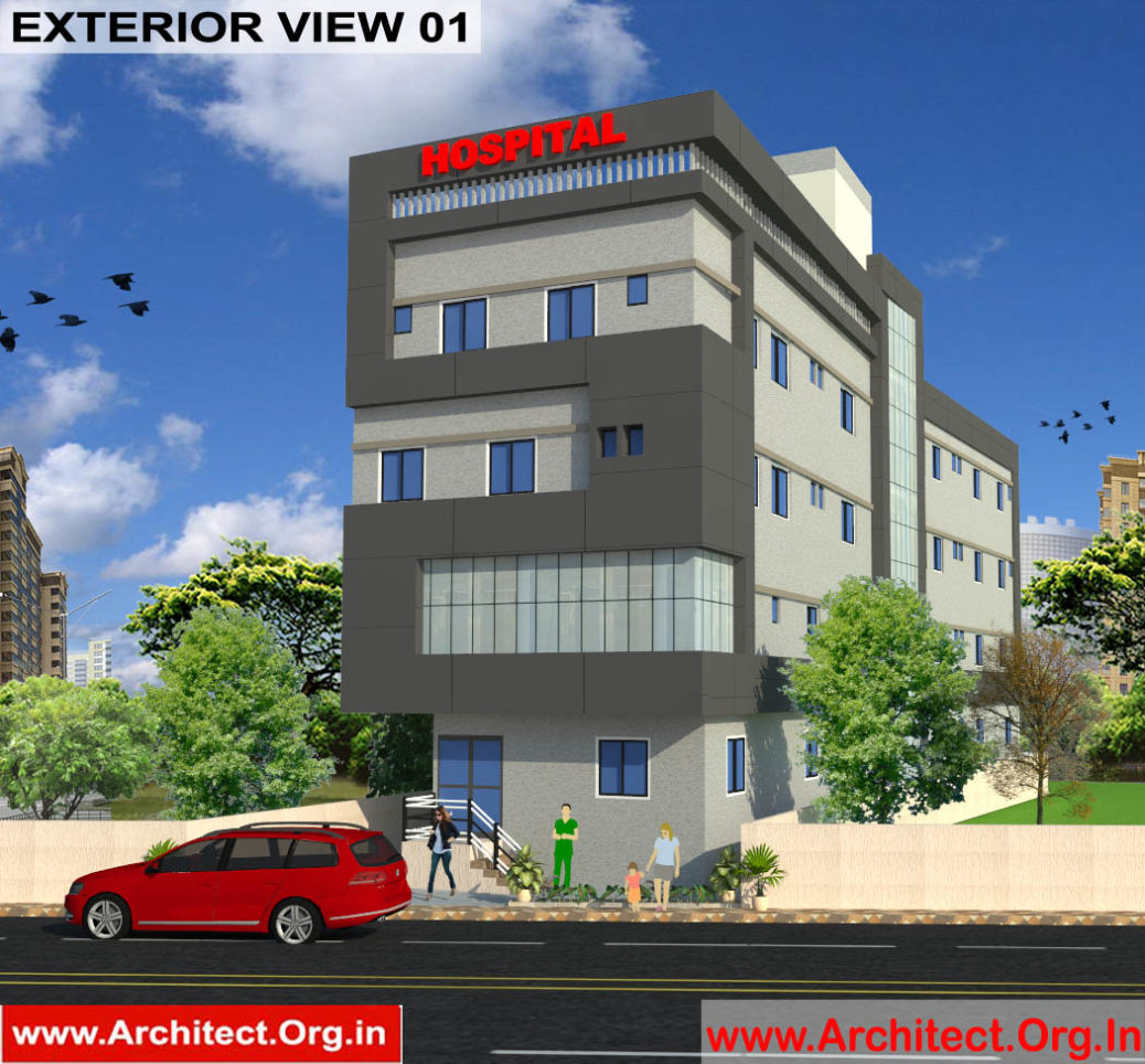 Hospital Exterior Design view 01- Begusarai Bihar - Dr.Shambhu Kumar